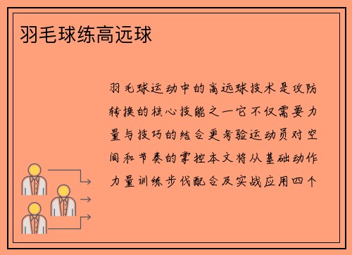 羽毛球练高远球